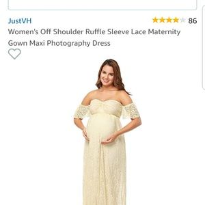 OTS Ruffle Sleeve Lace Maternity Maxi Dress